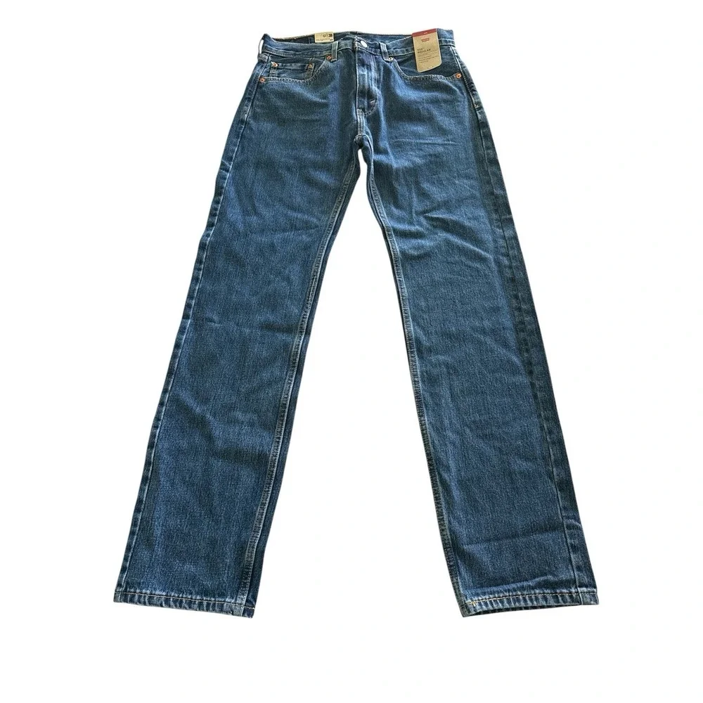Levis NWT 505 Jeans Mens 32x34 Blue Denim Regular Fit Straight Leg Classic